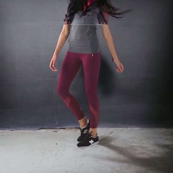 lululemon Women's Dashing Purple/Burgundy Inspire II Mesh 7/8 Tight Leggings  6 - Picture 1 of 10